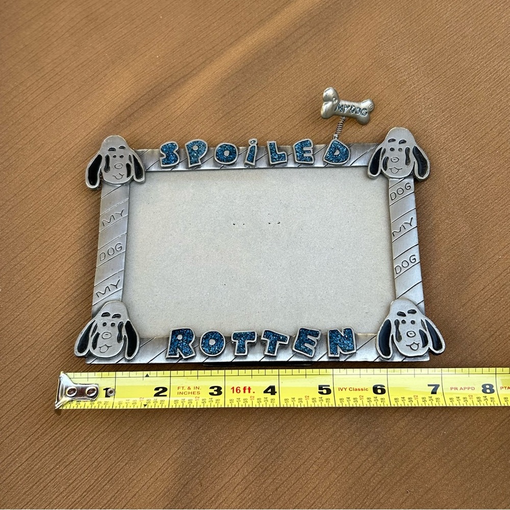 Dog Photo Frame Spoiled Rotten Pewter - Picture 8 of 9